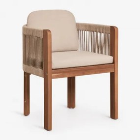 Pacote De 2 Cadeiras De Jantar Com Braços Em Madeira De Acácia E Corda Trançada Serel Castanho Acácia - Sklum