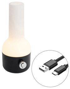 Candeeiro de Mesa Exterior Preto e Branco com LED Recarregável IP44 - Haard