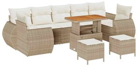 Conjunto de Sofá de Jardim de 10 Peças com Almofadas em Rattan Poli Be