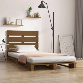 vidaXL Estrutura cama pequena solteiro 75x190 cm pinho castanho mel
