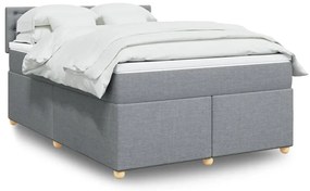 vidaXL Cama com molas/colchão 160x200 cm tecido cinzento-claro