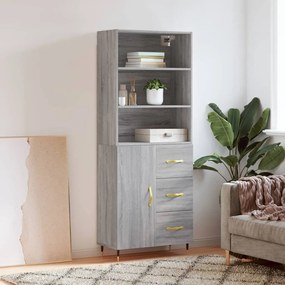 vidaXL Armário alto 69,5x34x180 cm derivados de madeira sonoma cinza