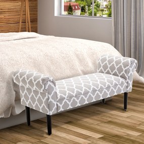 Banco com Braços, Estofado Junto à Cama tipo Banco de Madeira para Quarto ou Corredor - 132x45,5x58cm
