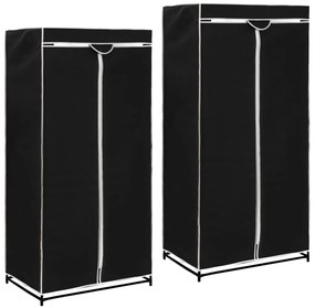 282441 vidaXL Roupeiros 2 pcs 75x50x160 cm preto