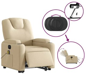 Poltrona elétrica elevatória massagens tecido creme