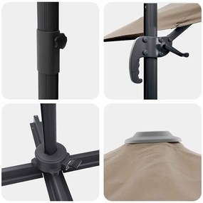 Guarda-Sol Cantilever Roma Taupe 352x251x260 cm de Alumínio