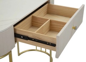 MESA DE CONSOLA MONTPELLIER CREME CM 100X40X75 CREME, DOURADO, BRANCO