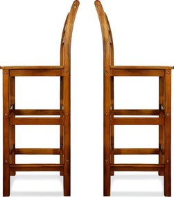 Conjunto de 2 bancos altos bar em madeira de acácia 40,5 x 36 x 110 cm Castanhos