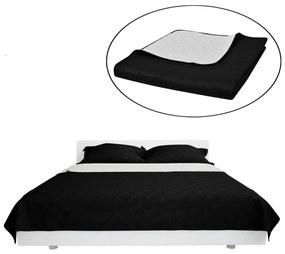 130886 Double-sided Quilted Bedspread Black/White 170 x 210 cm