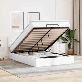 vidaXL Cama otomana com colchões &amp; LEDs 140x200 cm couro artificial