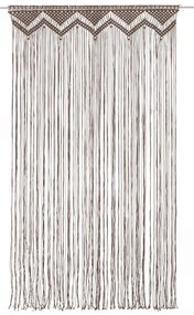 Cortina em macramé 140x240 cm algodão cinzento-acastanhado