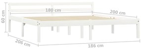 Estrutura de cama 180x200 cm pinho maciço branco