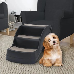 vidaXL Escada para cães dobrável com 3 degraus preto