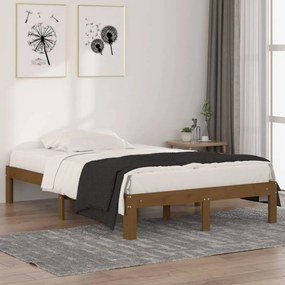 Estrutura cama pequena de casal 120x190 cm madeira castanho-mel