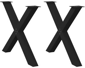 Pés para mesa de jantar em formato de X, 2 peças, preto, 90x (72-73) c