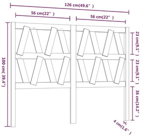 Cabeceira de cama 126x4x100 cm pinho maciço