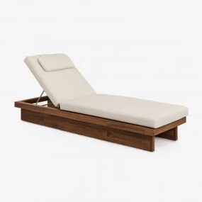 Pack De 2 Espreguiçadeiras Reclináveis Em Madeira De Acácia Com Almofada Dailin Castanho Acácia - Sklum