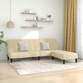 3080695 vidaXL Sofá-cama de 2 lugares com apoio de pés veludo cor creme