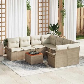vidaXL Conjunto de Sofá de Jardim 9 Peças Bege e creme Poliratan