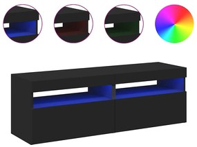 Móveis de TV com luzes LED 2 pcs 60x35x40 cm preto