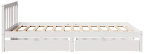 Cama sem colchão 160x200 cm madeira de pinho maciça branco