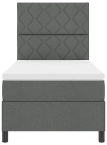 Cama Box Spring com Colchão Cinza Escuro de Solteiro Tecido
