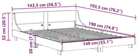 Cama sem colchão 140x190 cm pinho maciço castanho-mel
