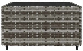 3 pcs conjunto lounge de jardim c/ almofadões vime PE cinzento