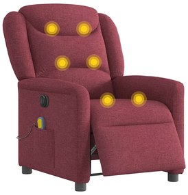 Poltrona reclinável de massagens elétrica tecido vermelho tinto