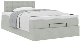 Estrutura de cama otomana com colchão cinza claro Veludo