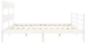 Estrutura de cama com cabeceira 200x200cm madeira maciça branco