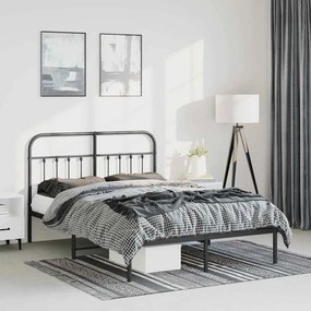 Estrutura de cama com cabeceira 135x190 cm metal preto