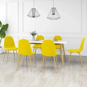 Cadeiras de jantar 6 pcs veludo amarelo mostarda