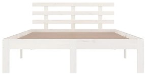 Estrutura de cama 140x200 cm madeira maciça branco