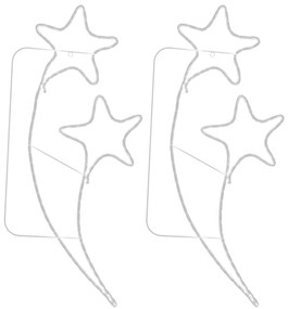Cordão iluminação em estrela 2 pcs 125,5x53x4,5cm branco quente