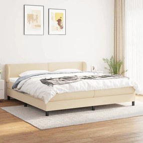 vidaXL Cama com molas/colchão 200x200 cm tecido cor creme