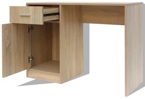 Mesa com gaveta e armário 100x40x73 cm carvalho