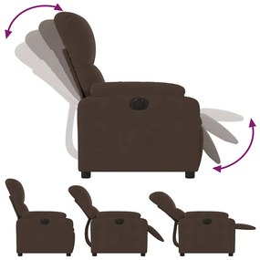 Poltrona reclinável elétrica tecido de microfibra castanho