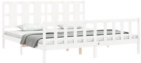 Estrutura de cama com cabeceira 180x200cm madeira maciça branco