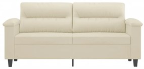 Sofá de 2 lugares 140 cm couro artificial cor creme