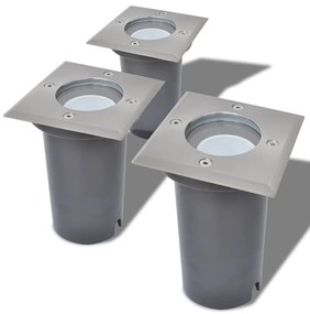 Iluminação LED p/ piso exterior, 3 pcs, quadrado