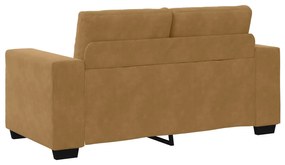 Conjunto de Sofá de 3 Peças com Almofadas em Veludo Castanho