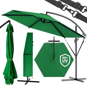 Guarda-sol cantilever  em alumínio  Ø300cm Proteção UV 80+ verde