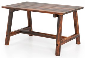 Mesa de centro retangular para área externa, mesa de pátio de madeira maciça com tampo de ripas para gramado de jardim - natural