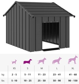 Casota para cães com telhado 83x130x85 cm aço galvanizado