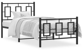 Estrutura de cama com cabeceira e pés 90x190 cm metal preto