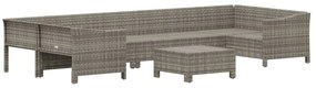 8 pcs conjunto lounge de jardim c/ almofadões vime PE cinzento