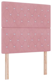 Cama Box Spring com Colchão e Banco Rosa 90x200 cm Veludo