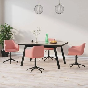 vidaXL Cadeiras de jantar giratórias 4 pcs veludo rosa