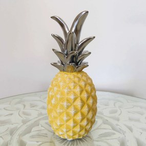 Ananas Amarelo&amp;Prata | Cerâmica | 7.5x7.5x18.5CM
